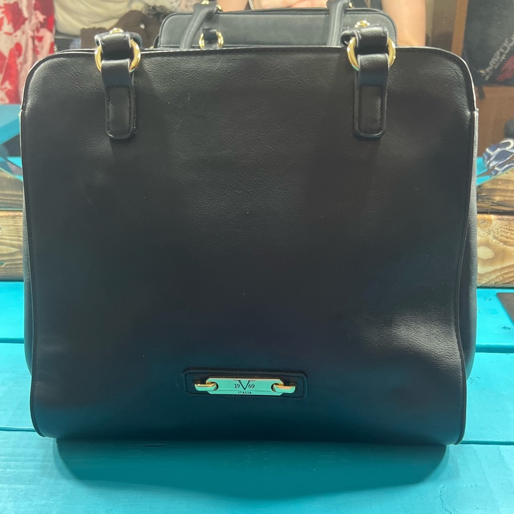 Black Leather Versace Bag